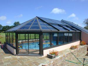 indoor swimming pool with retractable roof